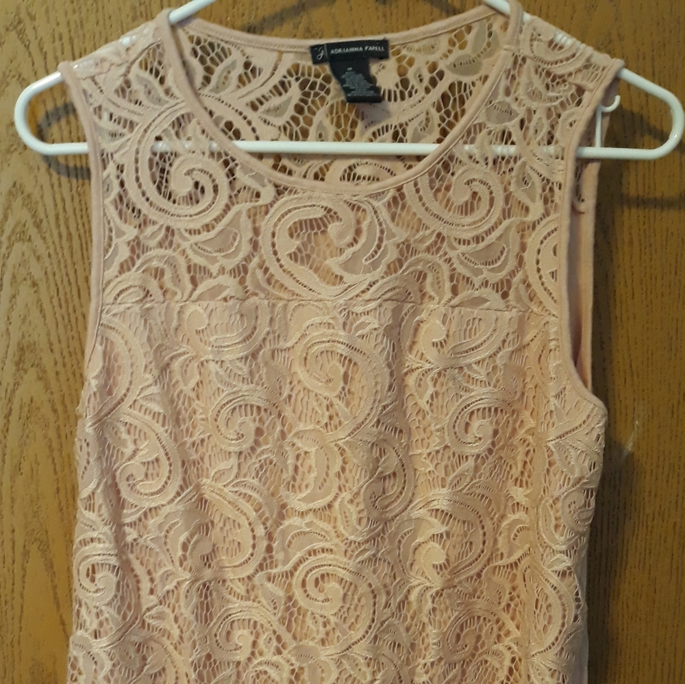 Warm blush colored lace tank